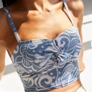 Free people movement Blue and White Patterned sports bra top